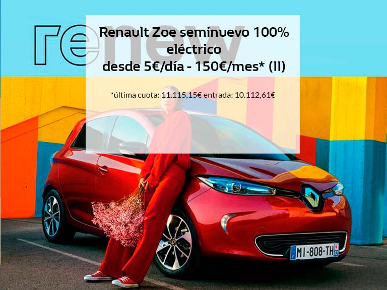 Renault Zoe seminuevo 100% eléctrico desde 5€/día - 150€/mes
